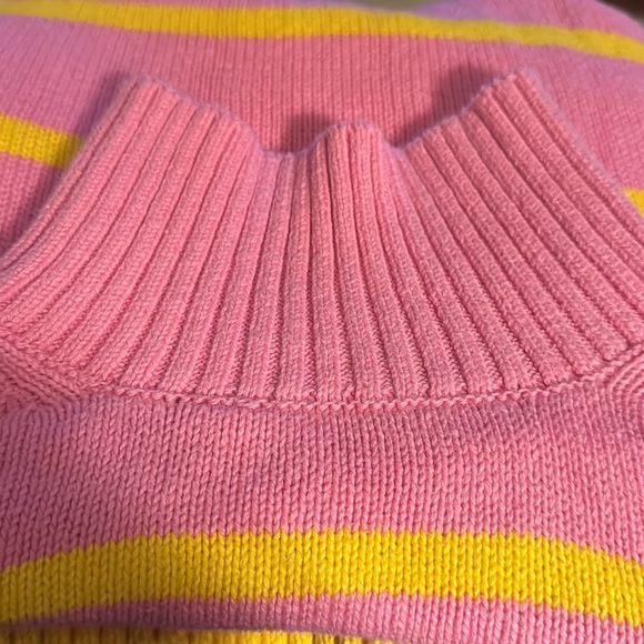 Free Assembly pink yellow stripes ribbed turtleneck I cotton sweater Sz S - Picture 7 of 9